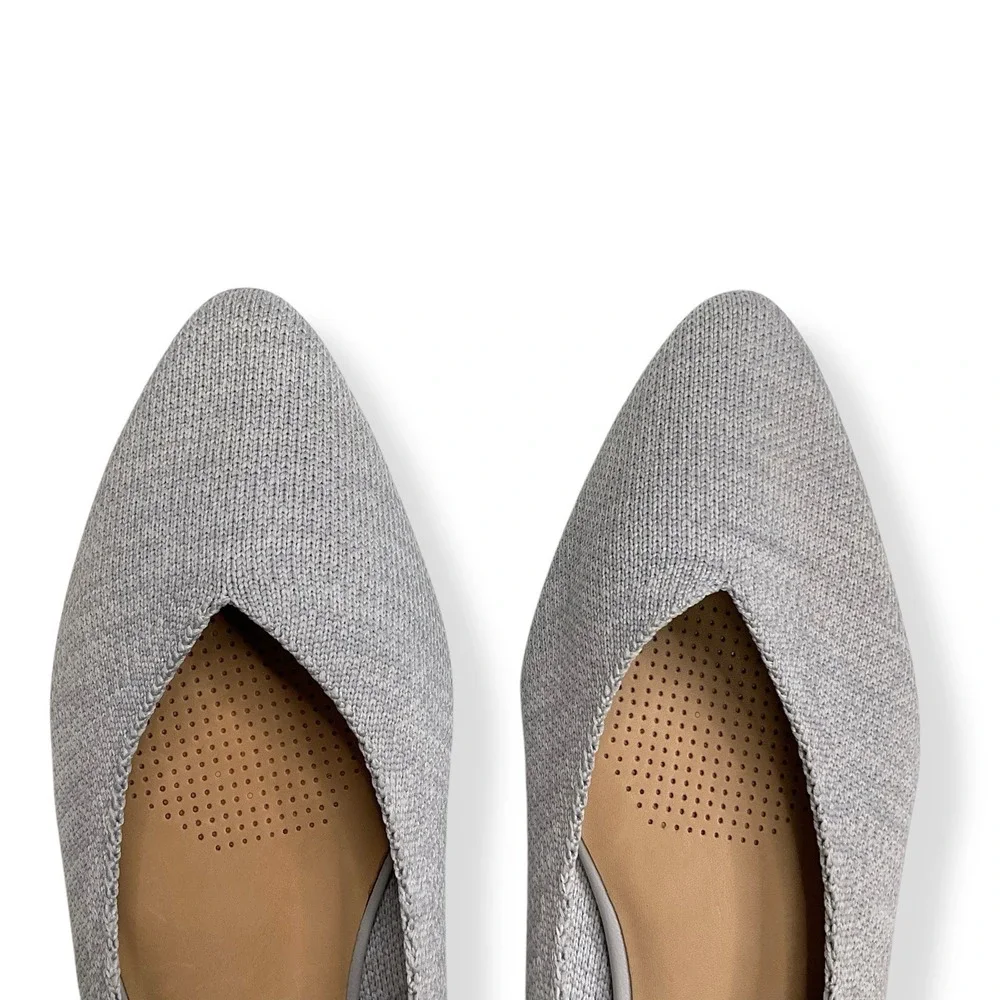 Corso Como Flats Women 9M Gray Pointed Toe Ballet Slip On Fabric Comfort Shoes‎